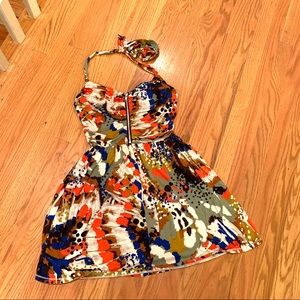 Halter dress with zipper front